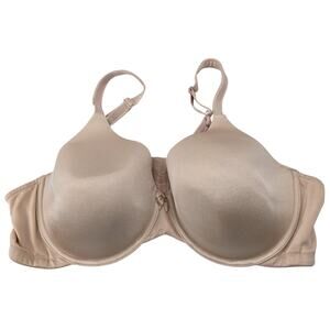 Breezies Bra Womens 44B Beige T-Shirt Underwire Padded Seamless Stretch Comfort